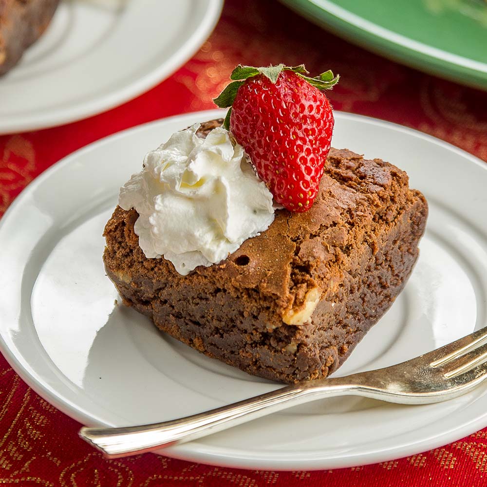 Receita de Brownie com chantili e morango